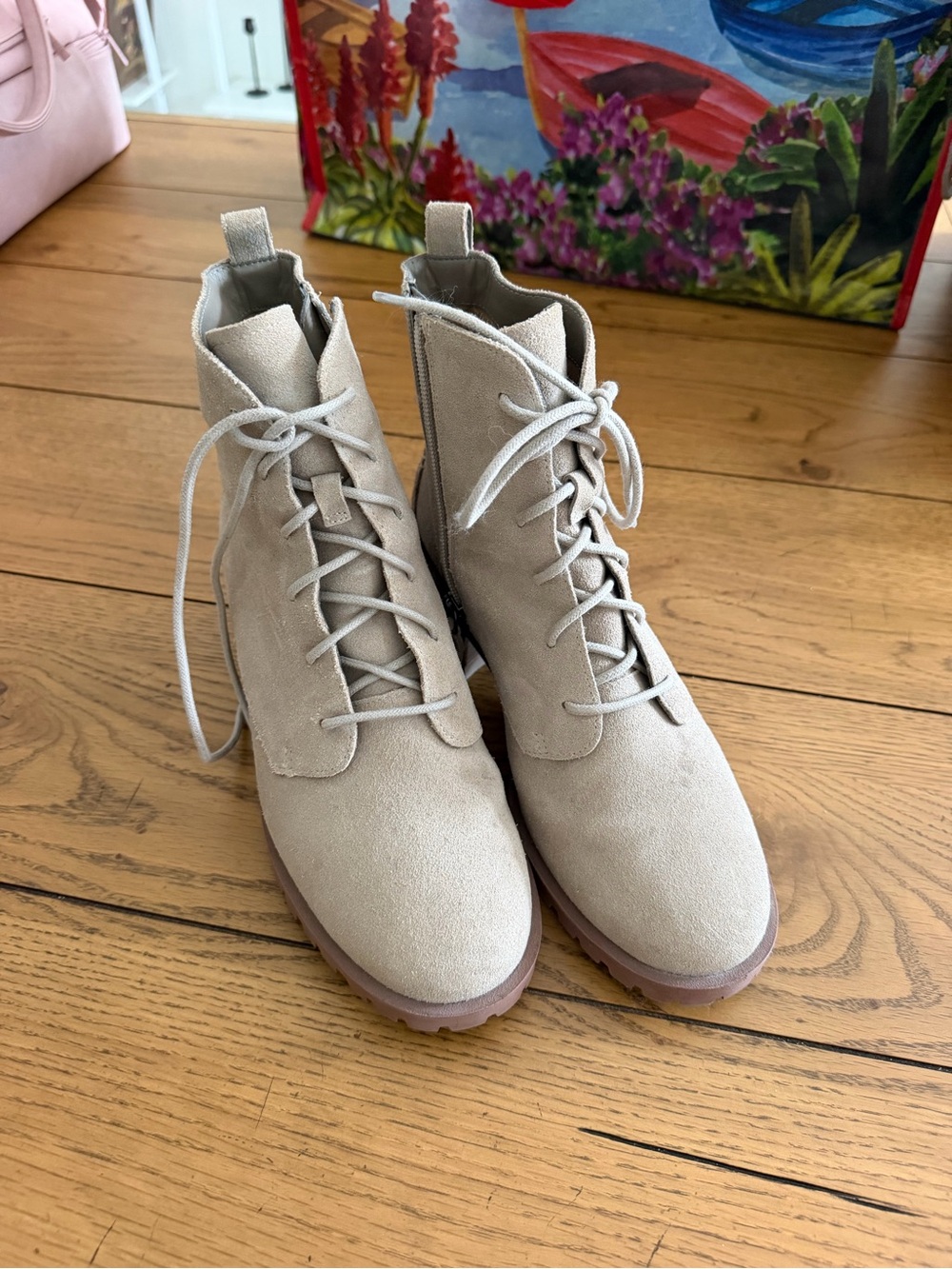 Women's Taupe Lug-Sole Ankle Boots